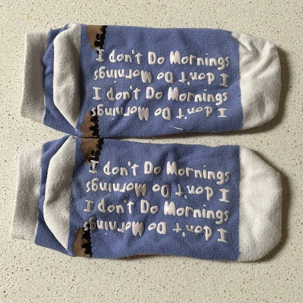 I don’t do mornings moose textured non-slip ankle socks